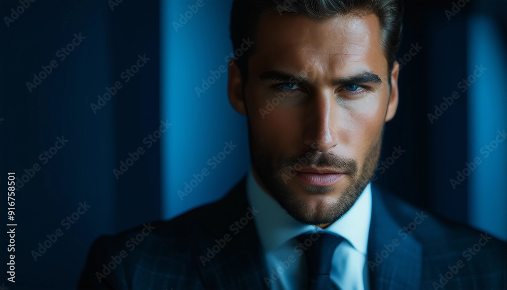 Handsome Businessman in Suit with Serious Expression Handsome Businessman in Suit with Serious Expression