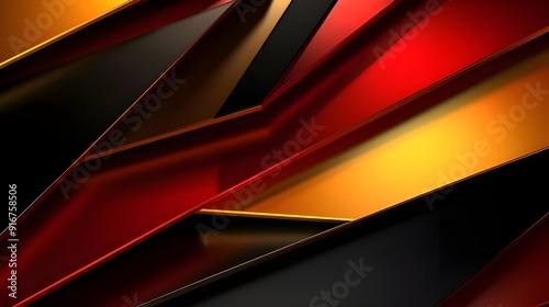 Black Gold and Red Abstract Geometric Pattern