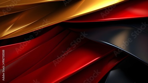 Black Gold and Red Abstract Geometric Pattern