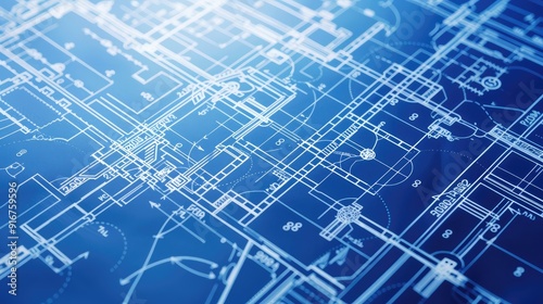 engineering drawing plan architecture blueprint construction design project sketch technical building on a table