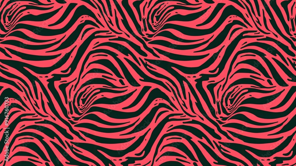Animal print design featuring wavy zebra stripes in a seamless pattern on a pink background suitable for fashion fabric textiles clothing and interior applications