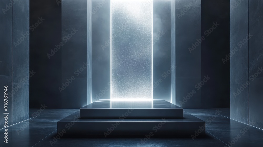Obraz premium Illuminated Translucent Modern Podium for Futuristic Displays