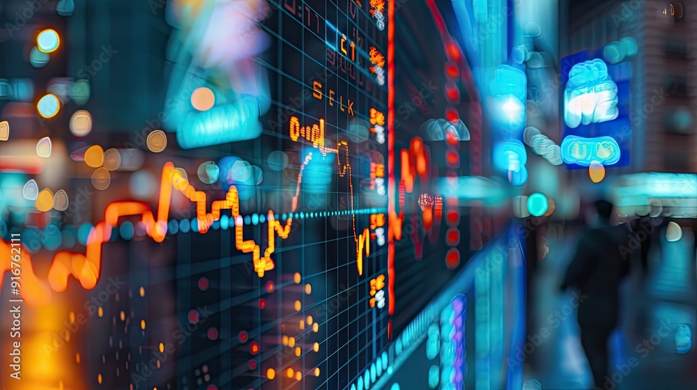 Fototapeta premium Financial growth technology digital data, stock market business and exchange financial growth