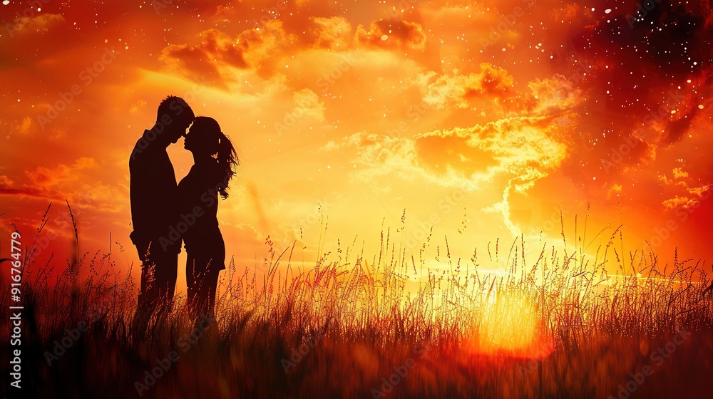 Fototapeta premium Embracing Love at Sunset