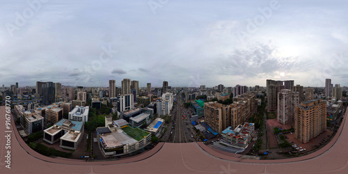 Canvas Print Mumbai Skyline v6 8K 360 degree, equirectangular projection, environment map
