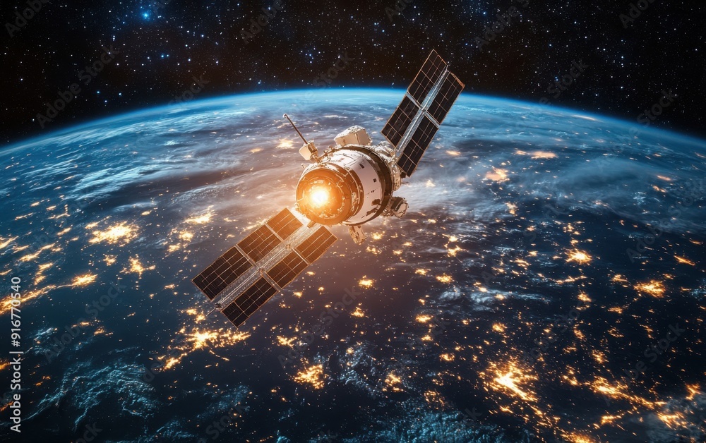 earth in space and satellite