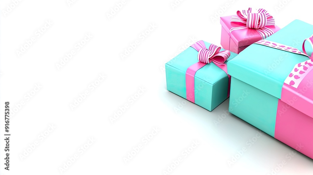 Obraz premium A colorful assortment of gift boxes piled together on a white background
