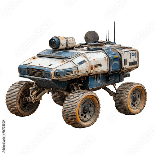 Futuristic Space Rover Model on White Isolated Background - Photography Concept photo