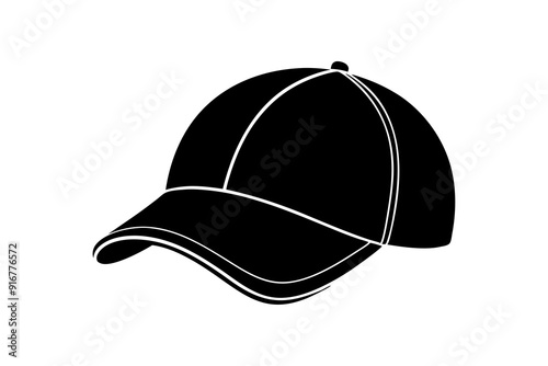  Silhouette vector design of a black color cap on white background