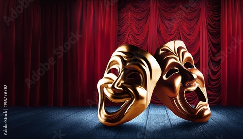 BANNER DE PALCO COM AS MÁSCARAS DO DRAMA E COMÉDIA EM UM CONCEITO DO DIA DO TEATRO