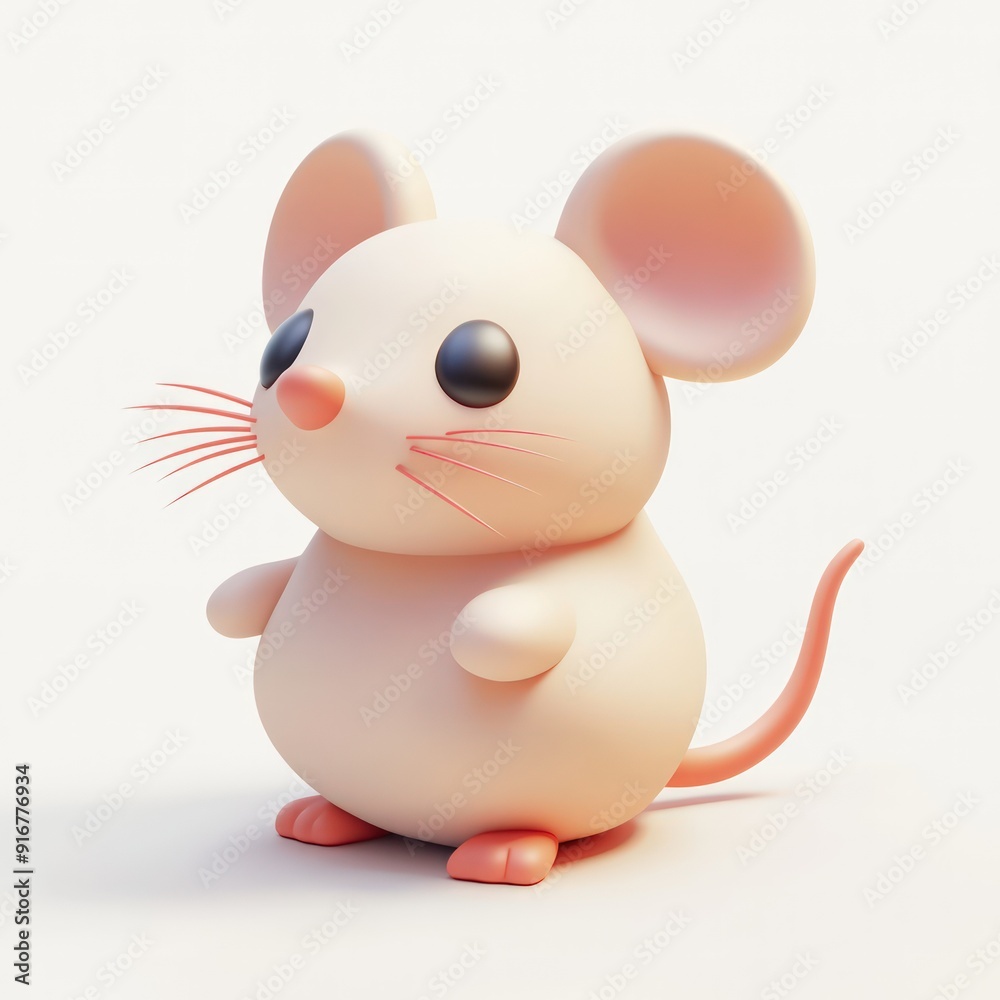 Cute Cartoon Mouse with Big Eyes