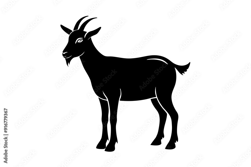 Silhouette vector design of a goat on white background Silhouette vector design of a goat on white background