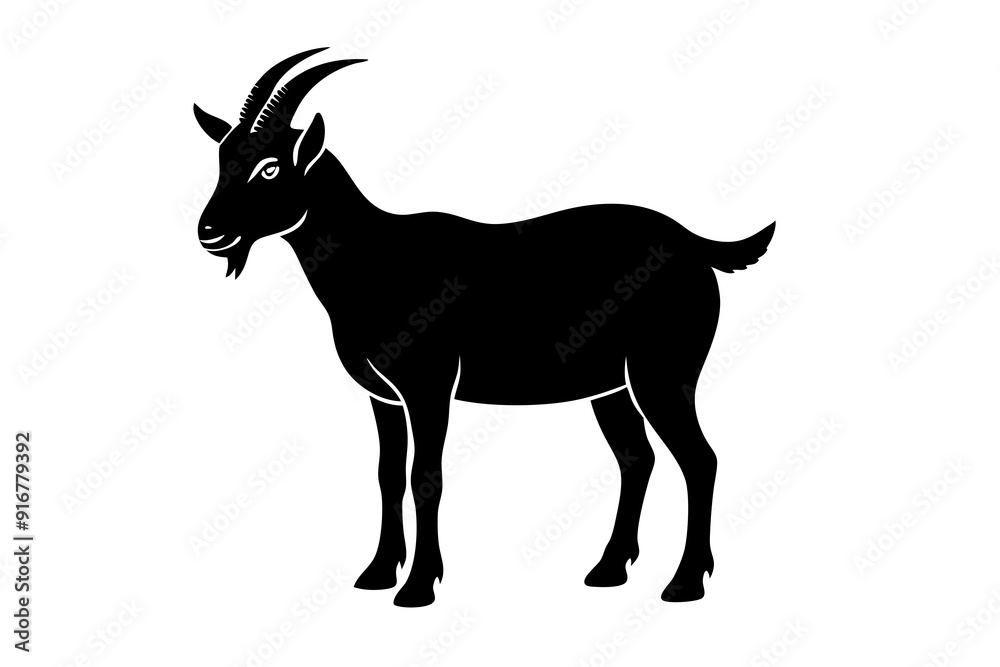 Silhouette vector design of a goat on white background Silhouette vector design of a goat on white background