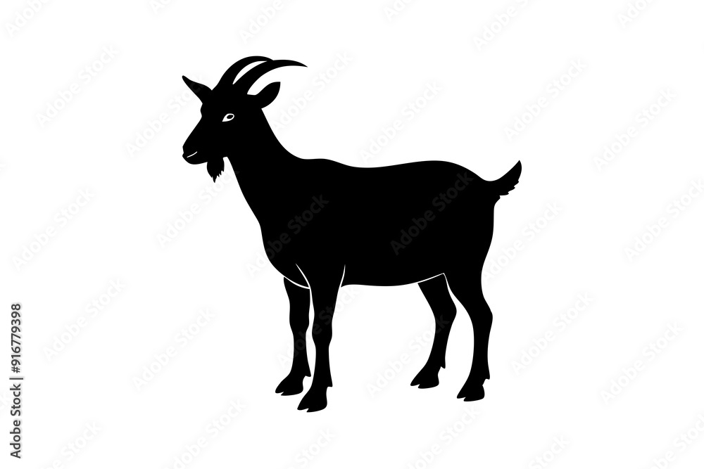 Silhouette vector design of a goat on white background Silhouette vector design of a goat on white background