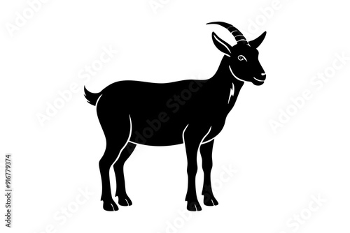 Silhouette vector design of a goat on white background