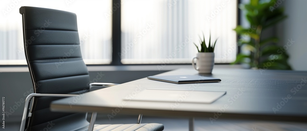A modern desk with soft edges, integrated guardrails, and a sleek finish, realistic, neutral tones, natural light, high detail 8K , high-resolution, ultra HD,up32K HD