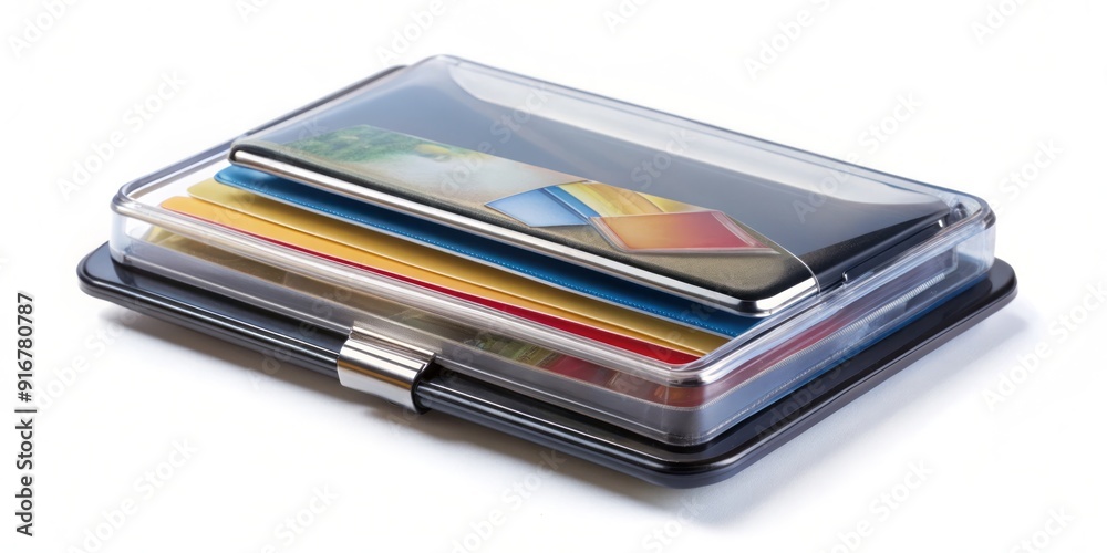 A clear plastic protective card case with magnetic closure holds multiple credit cards, cash, and IDs, featuring a sleek and modern design for everyday use. A clear plastic protective card case with magnetic closure holds multiple credit cards, cash, and IDs, featuring a sleek and modern design for everyday use.