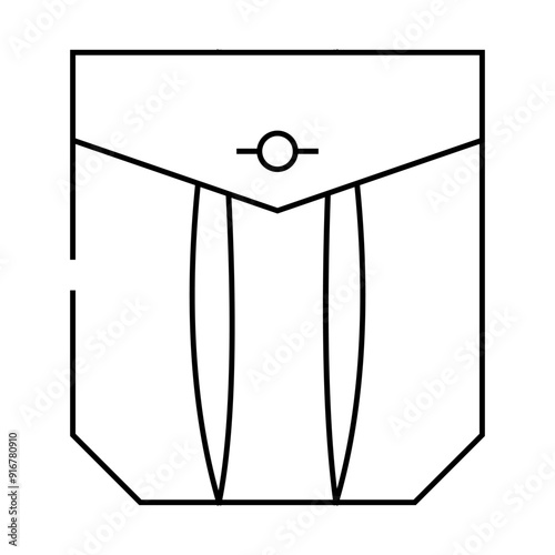 pleated pocket line icon vector. pleated pocket sign. isolated contour symbol black illustration