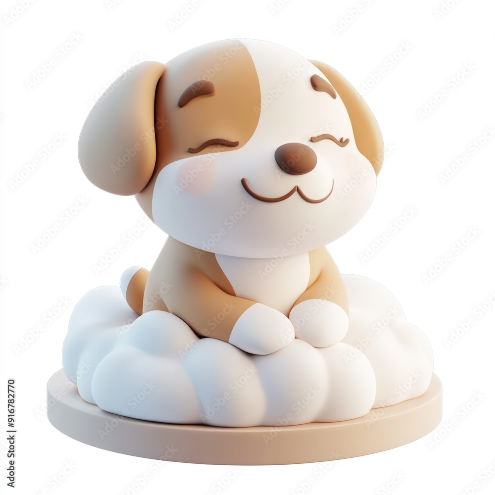 Fototapeta premium A cute dog is sleeping on a cloud