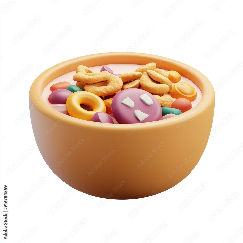 A bowl of cereal with a variety of colorful shapes and sizes A bowl of cereal with a variety of colorful shapes and sizes