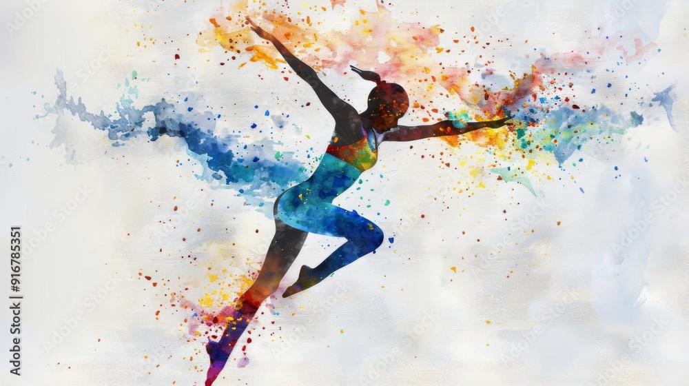 Watercolor design of a female olympic gymnast Watercolor design of a female olympic gymnast