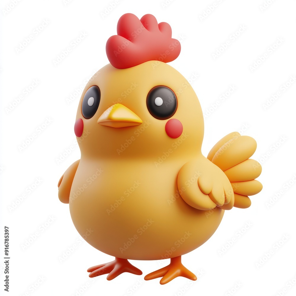 A cartoon chicken with a red beak and red comb A cartoon chicken with a red beak and red comb
