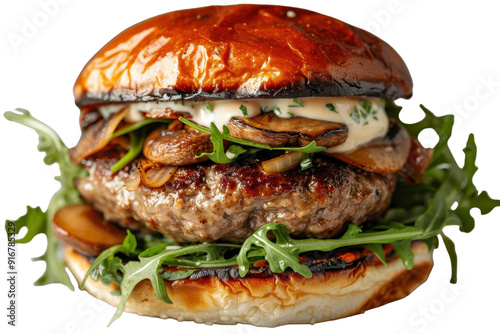 Truffle Burger Isolated On Transparent Background