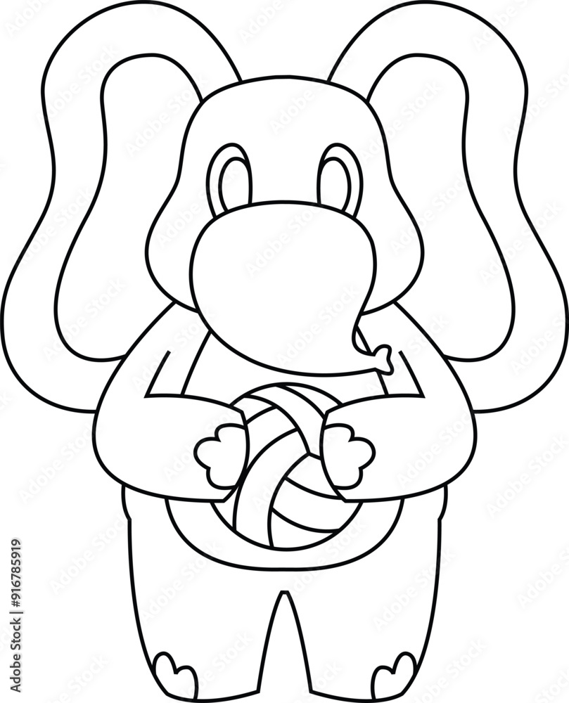 Fototapeta premium Elephant Volleyball player Volleyball Animal Vector Graphic Art Illustration