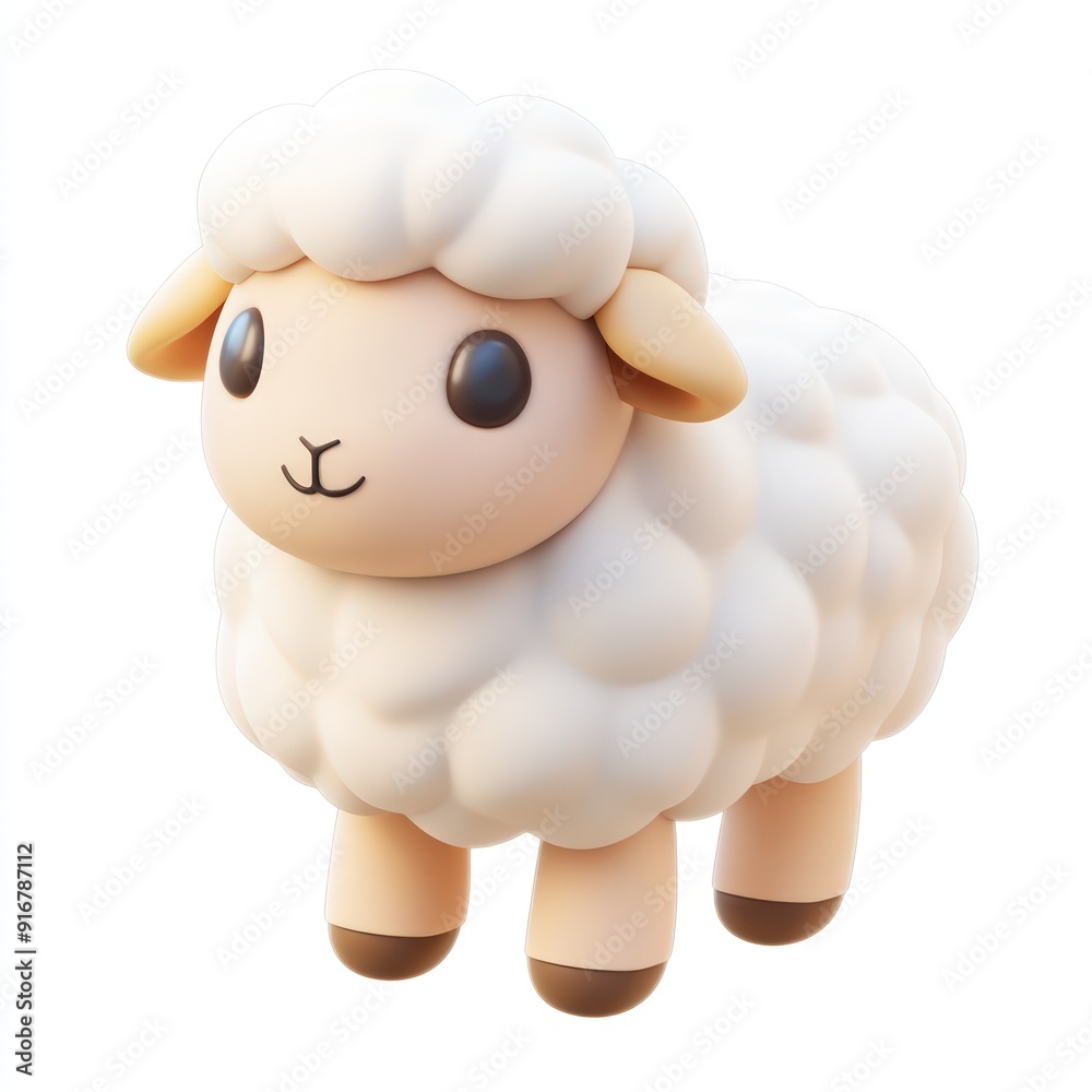 A cute cartoon sheep with a smile on its face A cute cartoon sheep with a smile on its face