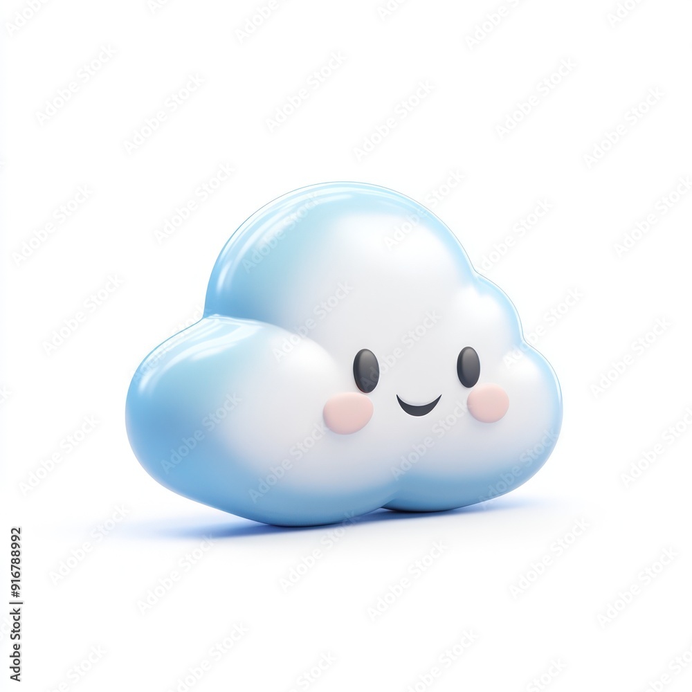 A cartoon cloud with a smiling face A cartoon cloud with a smiling face