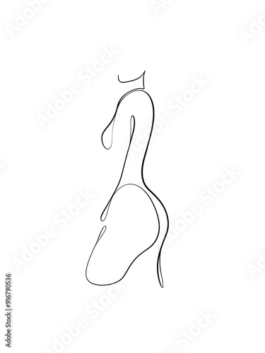 A nude woman is drawn in one line art style. Romantic expression. Printable art.	