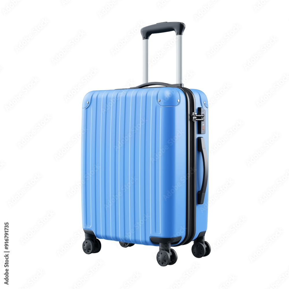 blue travel suitcase isolated on transparent background, png
