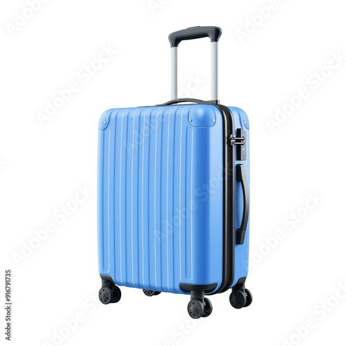 blue travel suitcase isolated on transparent background, png
