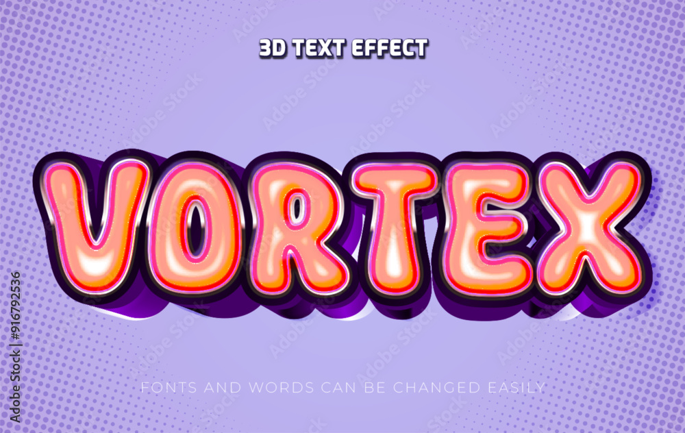 Vortex red 3d editable text effect style