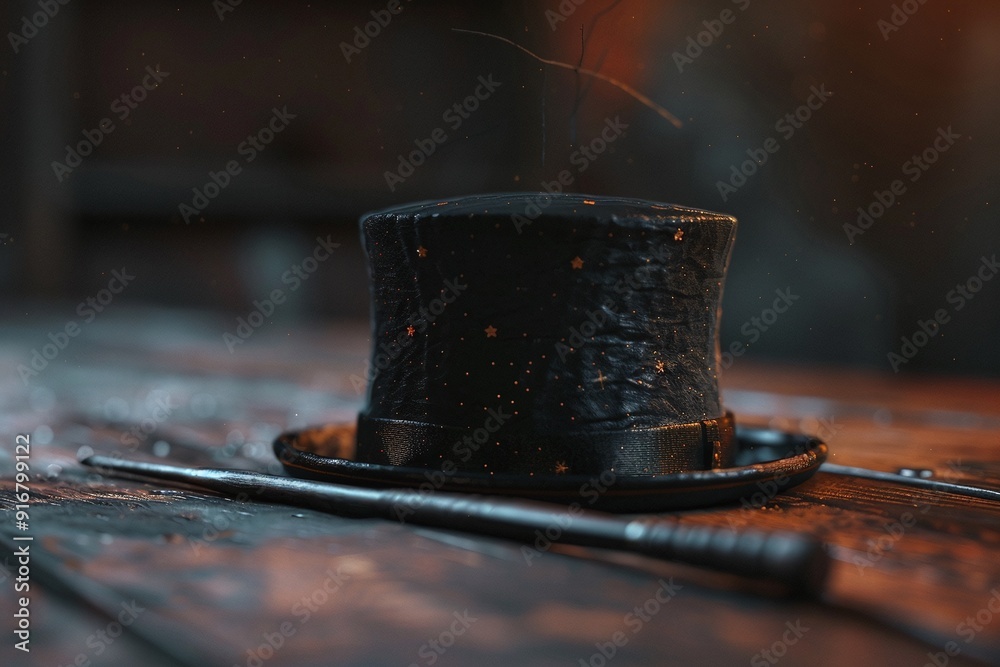 ai generative magician's hat and magic wand ai generative magician's hat and magic wand