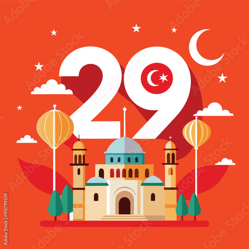 vector 29 october turkey republic day 29 ekim