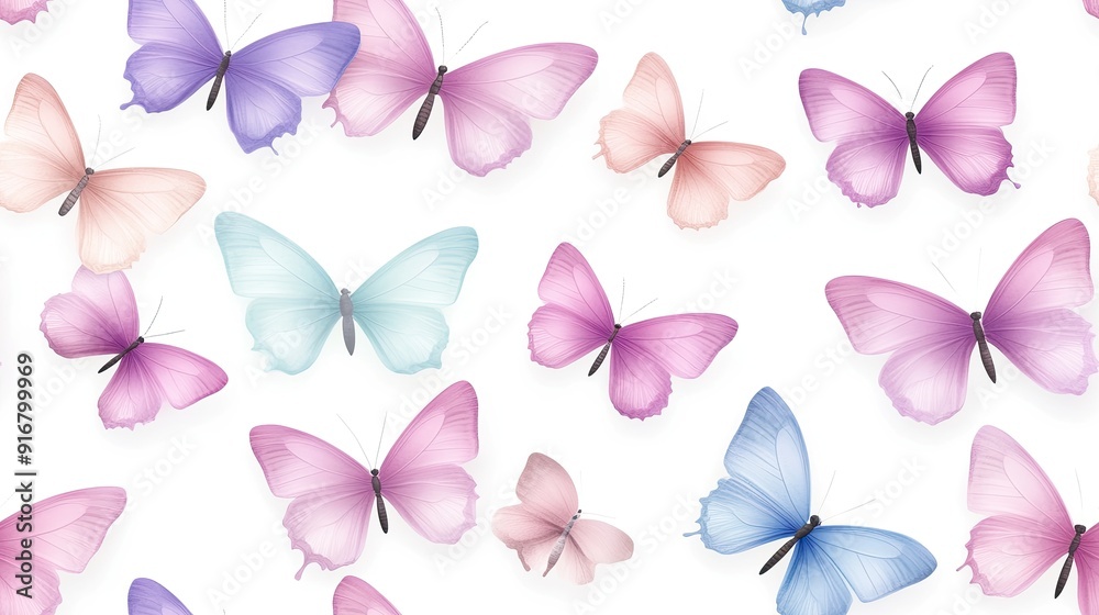 Brightly colored butterflies arranged on a white background create a stunning abstract nature composition with ample space for text SEAMLESS PATTERN Brightly colored butterflies arranged on a white background create a stunning abstract nature composition with ample space for text SEAMLESS PATTERN