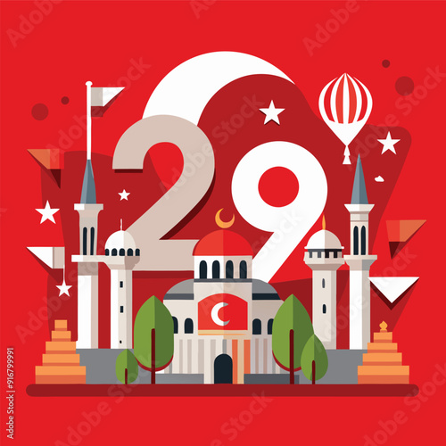 vector 29 october turkey republic day 29 ekim
