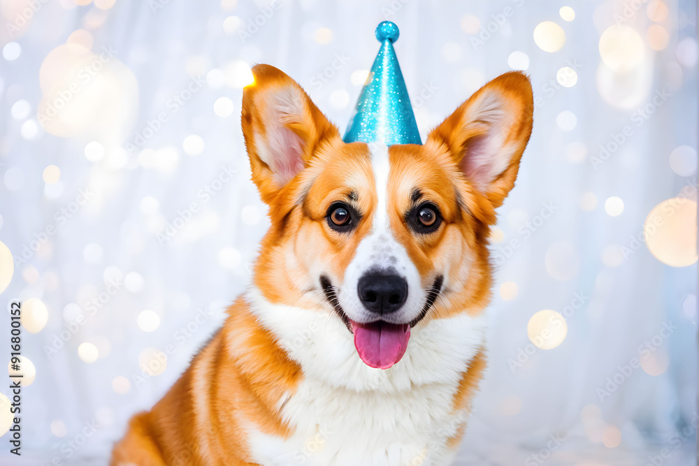 Corgi puppy in party hat Corgi puppy in party hat