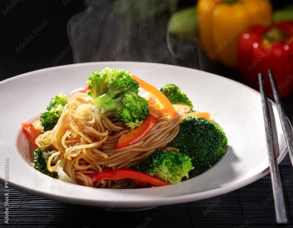 Fresh noodles and vegetables stir fry healthy food Fresh noodles and vegetables stir fry healthy food