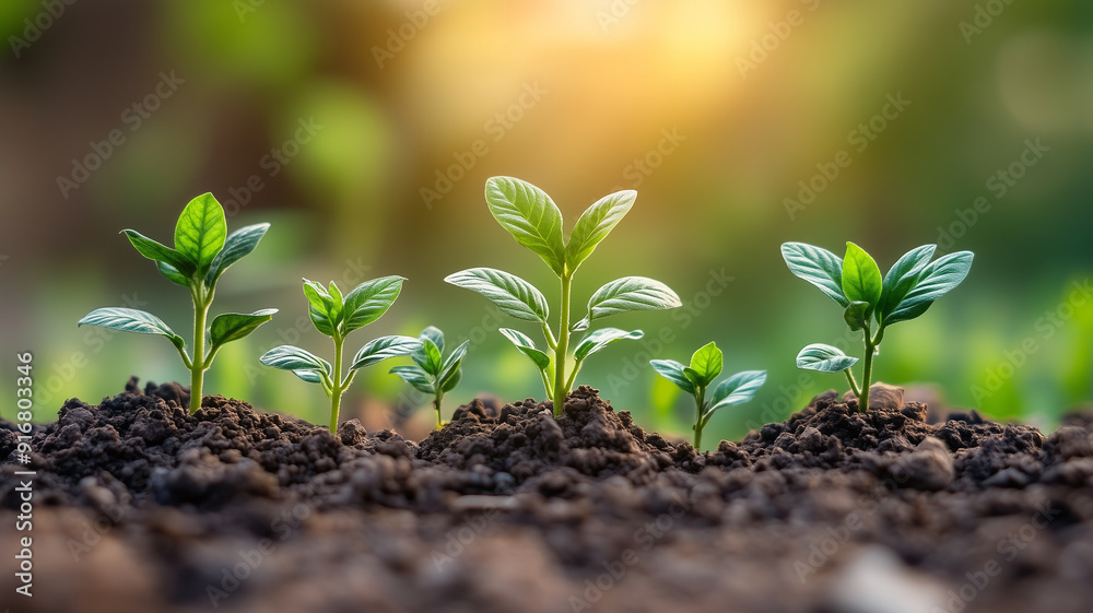 Young Green Plants Growing in Soil Young Green Plants Growing in Soil