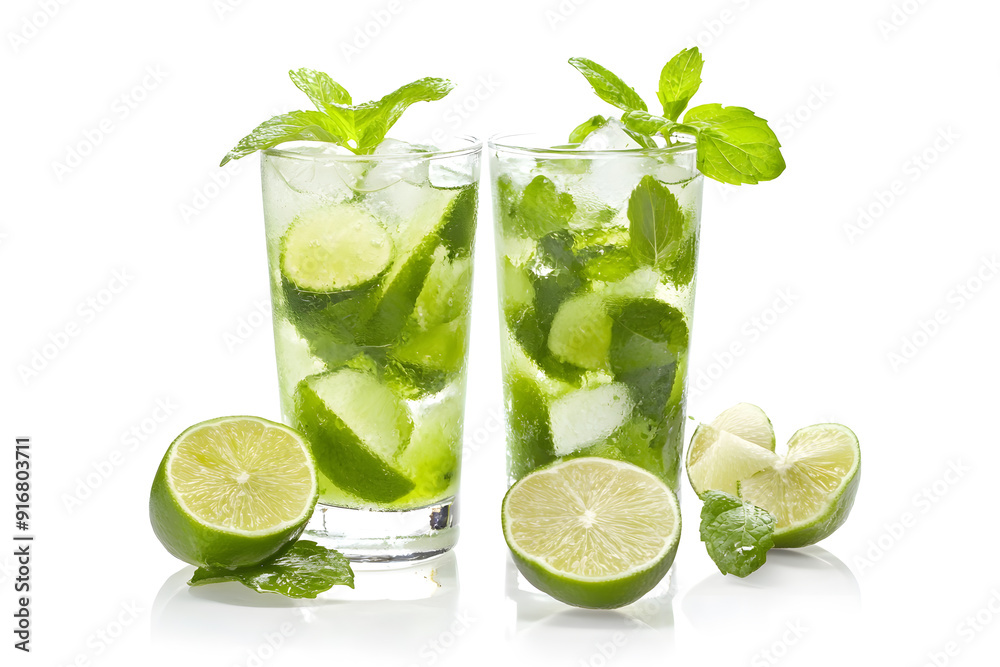 Glass of mojito isolated on white background Glass of mojito isolated on white background