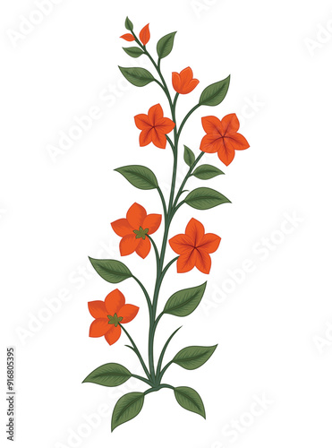 Abstract Indian floral design on white background