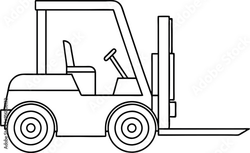 Black and White Illustration of a Forklift Front View