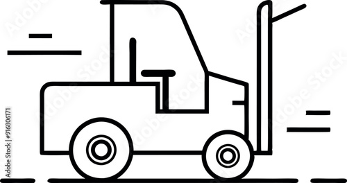 Forklift Line Art Vector Illustration In Motion