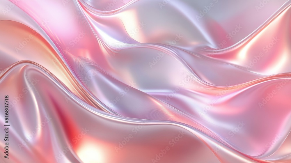 Fototapeta premium Pastel Pink and Lavender Wavy Lines Background Mimicking Flowing Fabric.