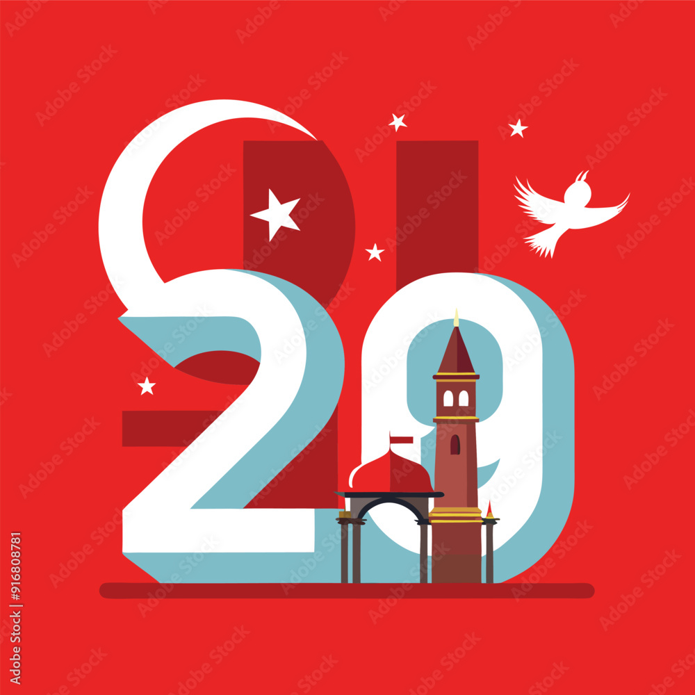 Fototapeta premium vector illustration turkey independence