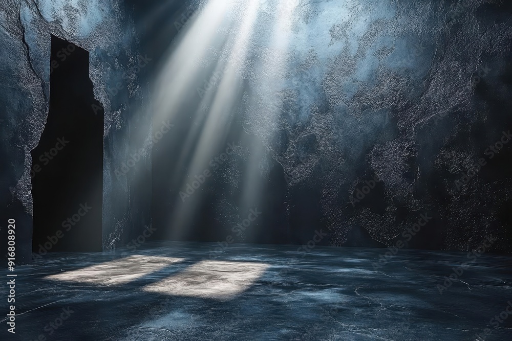 dramatic empty studio space with deep black walls and floor a single beam of light creating a stark spotlight effect perfect for showcasing products or performances dramatic empty studio space with deep black walls and floor a single beam of light creating a stark spotlight effect perfect for showcasing products or performances