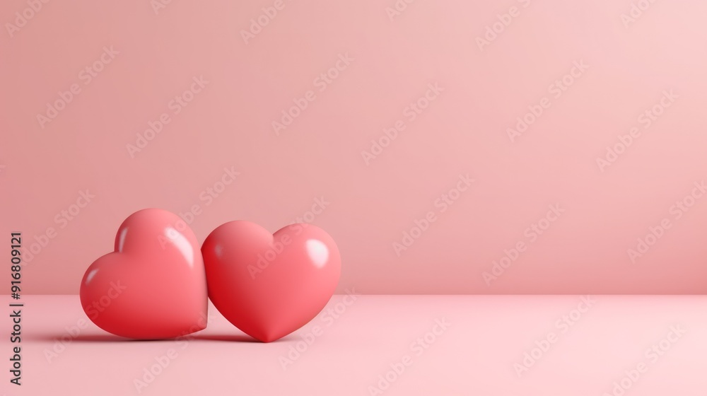 Balloons red heart on a pink wall background. Neural network ai generated art Balloons red heart on a pink wall background. Neural network ai generated art