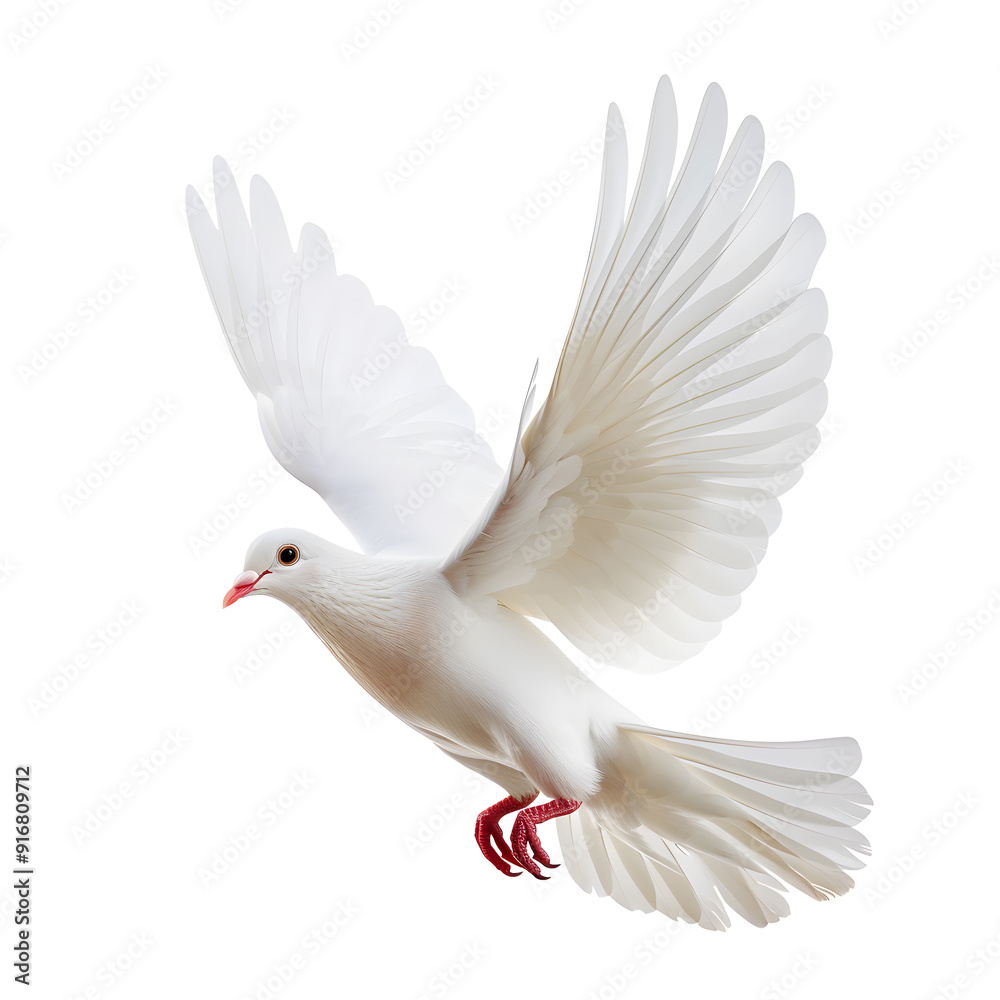 White Dove flying isolated on white background White Dove flying isolated on white background